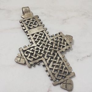 Huge Ethiopian Coptic Cross Pendant Necklace